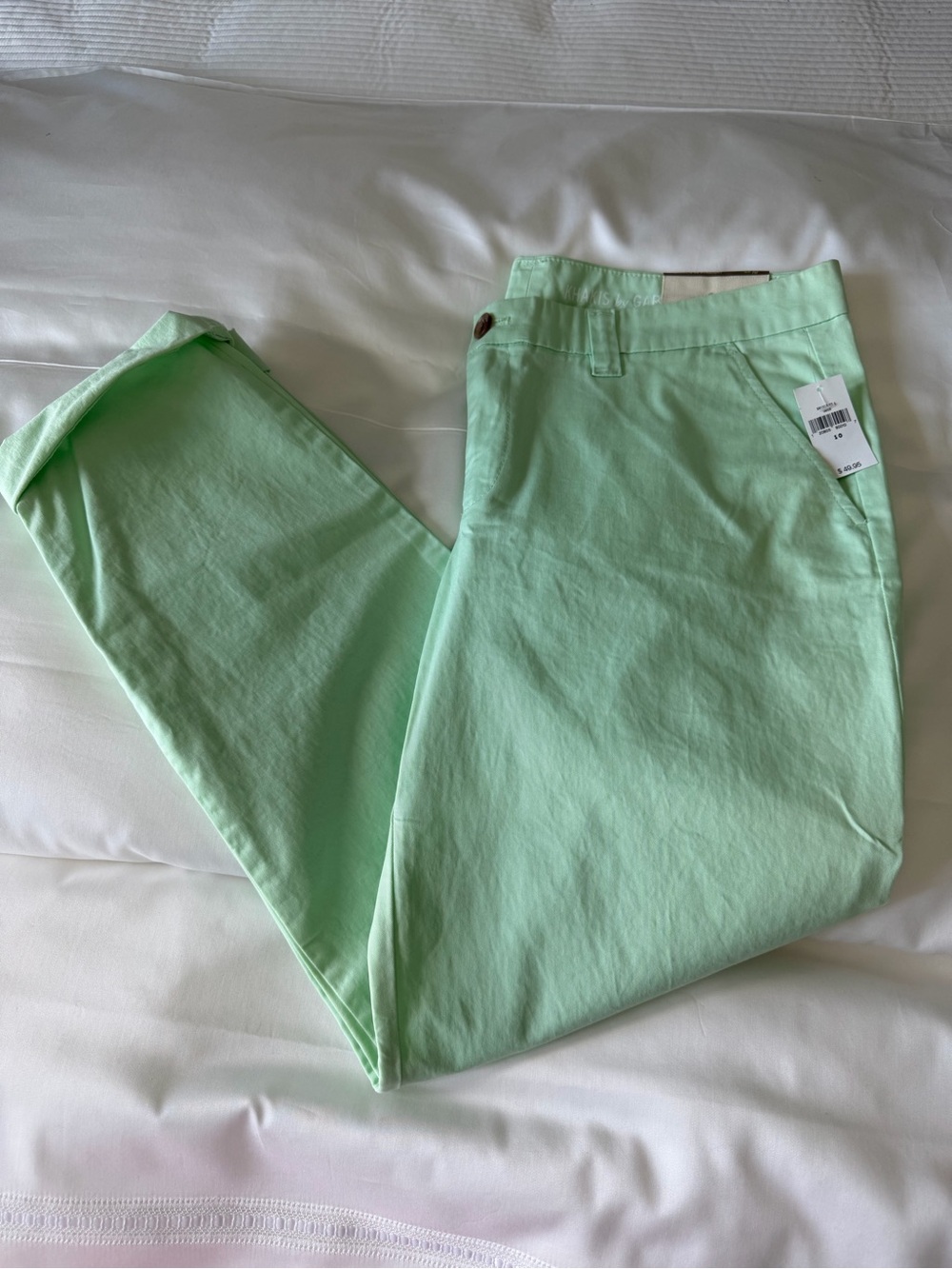 NWT GAP broken in straight khakis. Light Mint green. Cropped. Sz 10. Brand new!